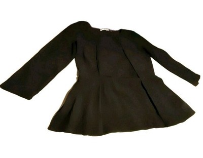 Boston Proper Women s Black Peplum Blouse Scoop Neck 3/4 Sleeve Sz Small Stretch