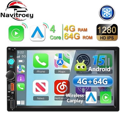 7'' Apple CarPlay 4+64G 2 DIN GPS Navi RDS WIFI SWC BT USB Android 15 Autoradio