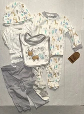 CHICK PEA 6 piece set white/graygreen/brown 1st CHRISTMAS motif size 0-3 months
