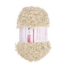 Fur Yarn Polyester Yarn Fluffy Chunky Yarn Cream White for Crocheting,50m