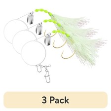 3 Pack Size 2/0 Chartreuse Flashabou Fishing Lure Rigs for Blackfish Sharks
