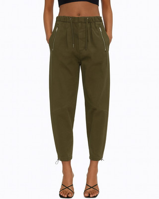 ZARA Khaki Jogger Pants with Elastic Waist   Size Small   New with Tags
