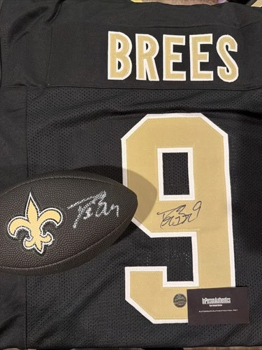 Drew Brees New Orleans Saints Autographed Jersey and Autographed Football