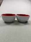 Vtg Gibson Coca Cola Ceramic Soup Cereal Bowls White Embossed Red Set of 2