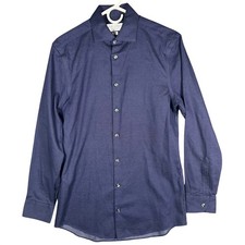 Charles Tyrwhitt Dress Shirt Mens 15/33 Navy Blue Extra Slim Fit Non-Iron Cotton