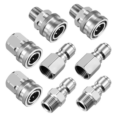 #ad 8 PCS Pressure Washer Adapter Quick Disconnect Kit NPT 3 8 Inch Stainless $38.25