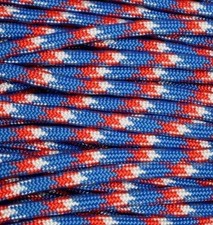 Mero 550 Paracord 100 ft 550 lb Red/White/Blue Camo Nylon 7 Strand