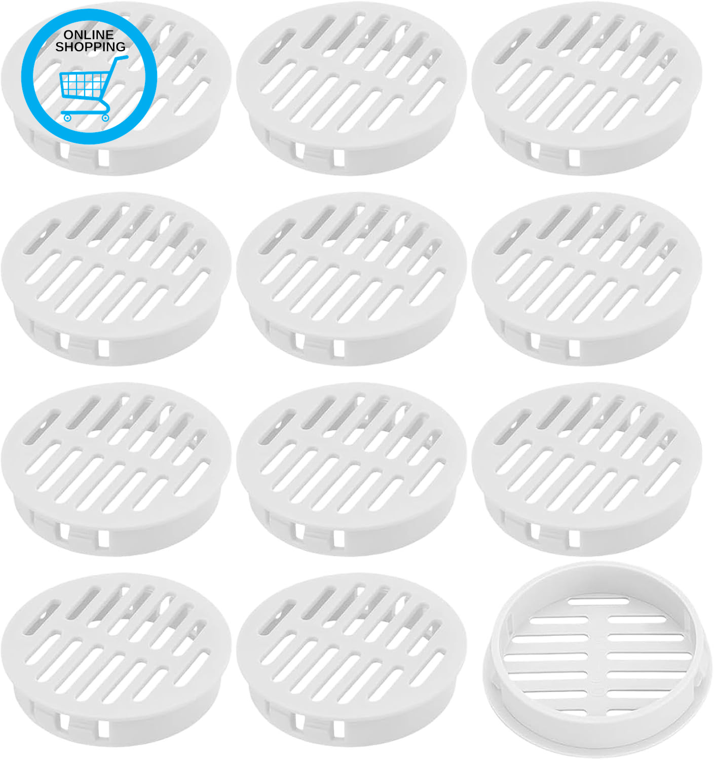 12 Pcs 50Mm (2 Inch) round Soffit Vents, White Plastic Circular Air Vent Grille,