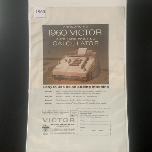 Vintage 1960 Victor Adding Machine Automatic Printing Calculator Advertisement - Picture 2 of 2