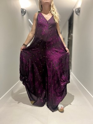 BLANCO DE IBIZA by Isabel Tavares Elegant Purple silk Jumpsuit
