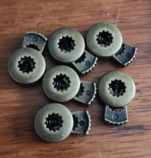 (6) Flat Round Plastic Cord Lock / Cord Stoppers Brown - 6 Pieces 