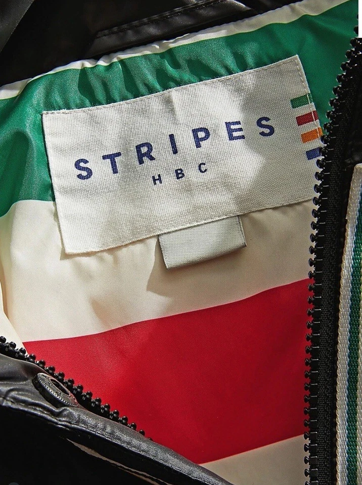 HBC Stripes Iconic Canada Heritage Down Coat Multistripe Quilted Puffer/ The Bay - Image 2 of 4