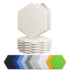 12 Pack Acoustic Panels Self Adhesive Sound Proof Foam, Hexagon 12pcs Beige