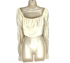 Shein Corset Bustier sz M crop top ruched bodice balloon sleeve cottage festival