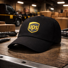 UPS Logo Hat Black Adjustable Cap Delivery Driver Workwear Dad Hat