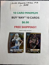 2024 Bowman University Football,cards 1-200,10 card minimum, 10/$6.00, free ship