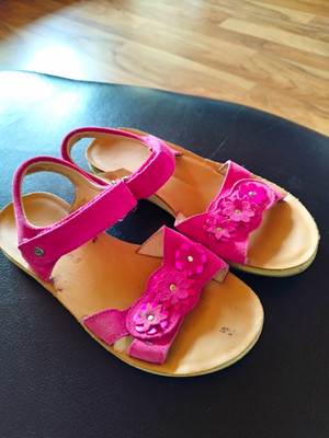 Naturino Mädchen Sandalen Rosa Leder Klett Riemchen Blumen, EU 35