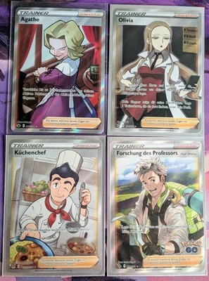 Pokemon 4x Full Art Trainer Karte | Guter Zustand | Selten