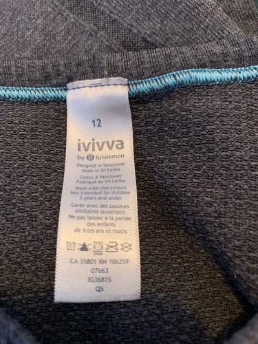 IVIVVA By Lululemon Fly Tech Long Sleeve Shirt Thumbholes Charcoal Gray Sz 12 - Picture 6 of 6