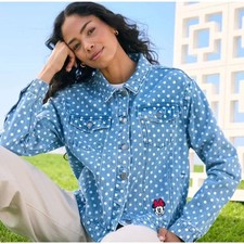 Disney Parks Minnie Mouse Polka dot Denim Jacket Size XL