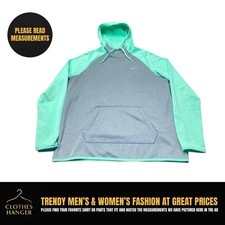 Nike Therma-Fit Hoodie 685459-066 Womens Large Gray Mint Pullover Thumbholes