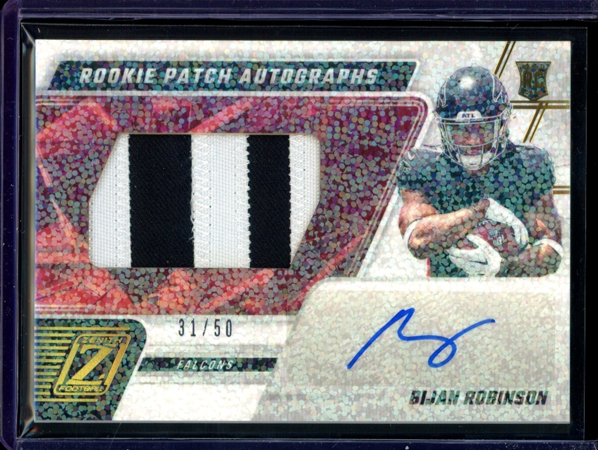 2023 Panini Zenith Rookie Patch Auto #203 Bijan Robinson Sparkle /50 RPA