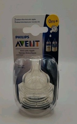 Philips AVENT Anti-Colic Baby Bottle Flow 1 Nipple, 0+ Months, 2 Pack, SCF421/27