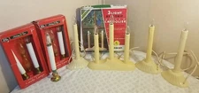 Vintage Lot Of Christmas Electric Window Candolier, 3 Light BEACON, Candle Lamps