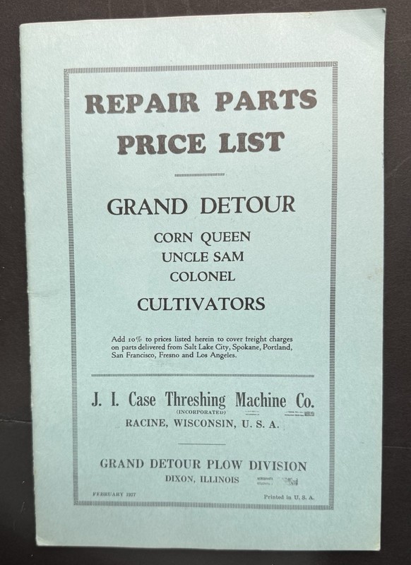 1927 J.I. Case Model Tractor Repair Illustrated Parts List & Price List Original