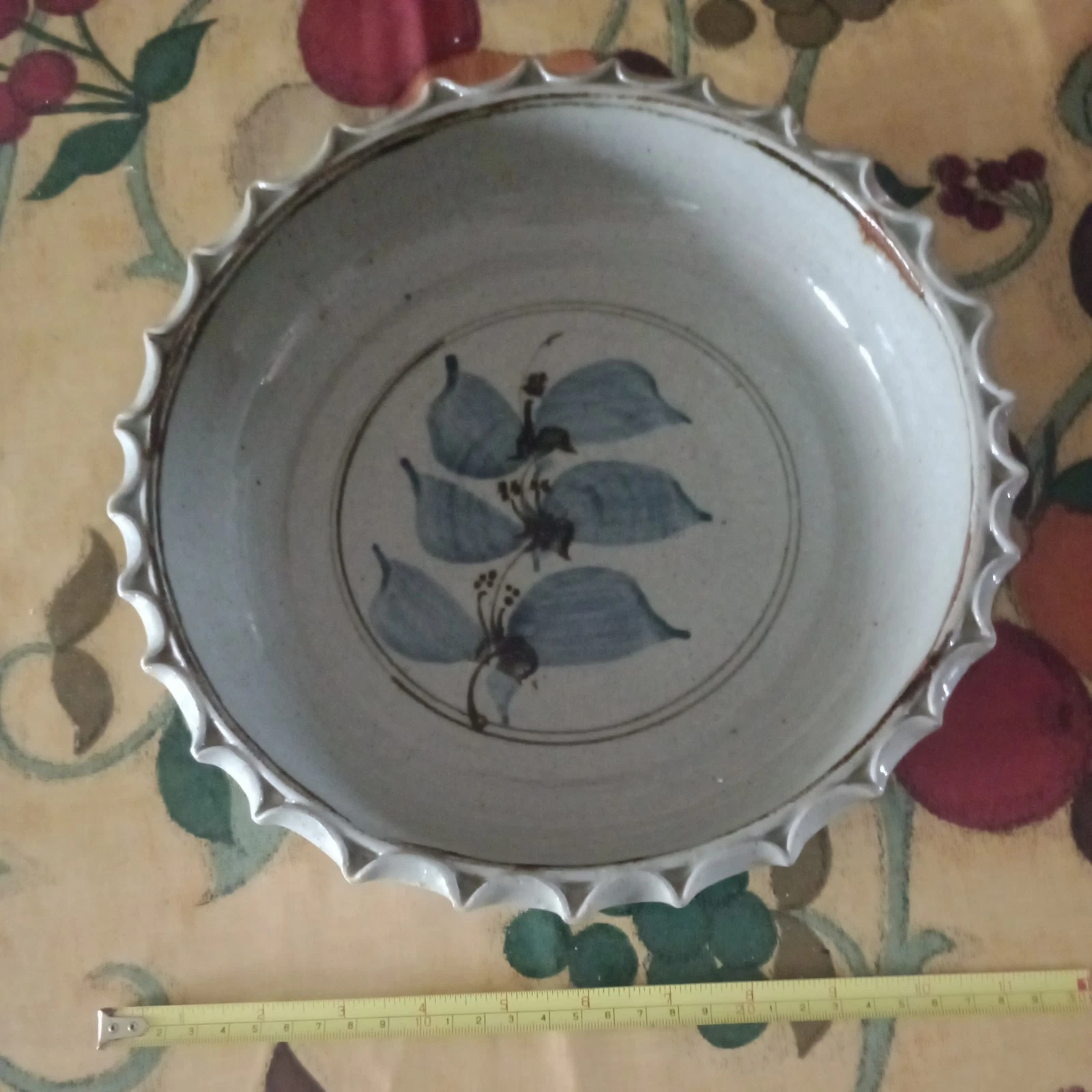 John Davidson, Truro Pottery BEAUTIFUL PIE CRUST DISH. 11"Rim Dia, 2” Tall.