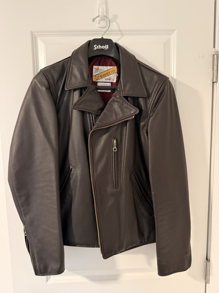 SUPREME x SCHOTT PERFECTO GENUINE LEATHER JACKET MEDIUM BROWN/BLACK