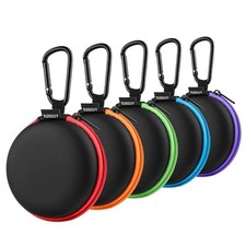5-Pack Earphone Carry Case, Small Round Pocket Earbud Travel Carrying Case