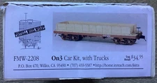 Foothills Model Works On3 On30 Kit FMW-2208 West Side Lumber Car w/Trucks NIB