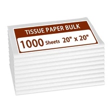 1000 Sheets 20" x 20" White Tissue Paper Bulk for Gift Wrapping Holiday Decor...