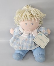 Eden Blue Plaid Dress Stuffed Plush 10 Blonde Ponytail Yarn Hair Girl Doll NOS