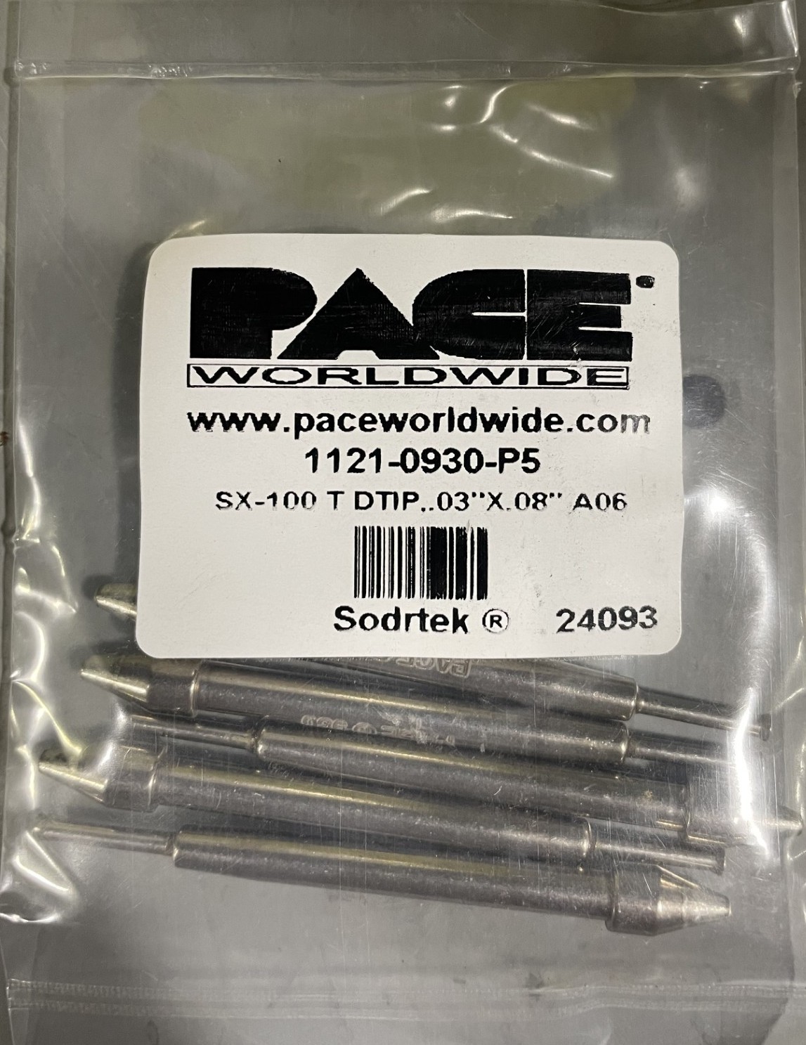 Pace 1121-0930-P5 ThermoDrive Desolder Tip, .030", SX-100/SX-90, Conical, 5/Pkg
