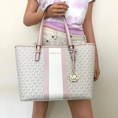 women's michael kors stripe travel tote bag