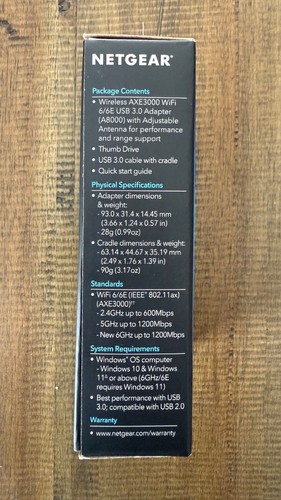 NETGEAR - Nighthawk AXE3000 Tri-Band Wi-Fi 6E USB 3.0 Adapter - Black NEW SEALED - Picture 5 of 10