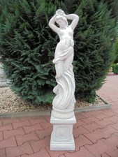 Steinfiguren Set, Jungfrau auf Sockel, Menschen, Steinguss, 105 cm, Gartendeko