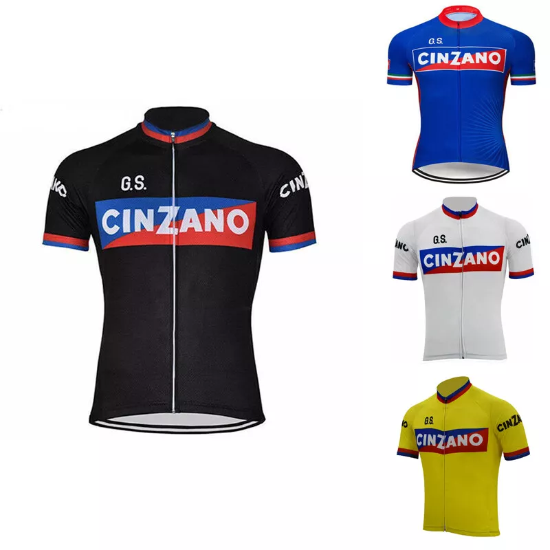 Mens CINZANO Retro Cycling Jersey cycling Short Sleeve jersey Tops Cycling Shirt