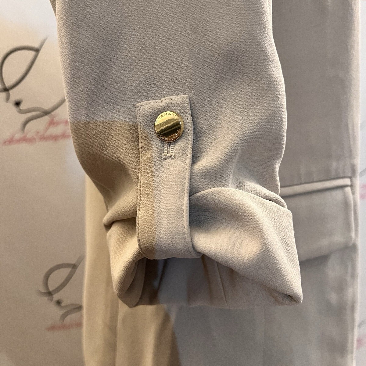 Giacca Shrug Tahari ASL In Finta Pelliccia Champagne – Taglia XL Con Spilla A Strass – Nuova Con Etichette