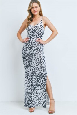 Black and White Animal Print Maxi Dress Size Medium Cold Shoulder Sweater  Dress | eBay