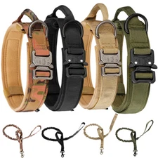 Tactical Military Dog Training Collar Adjustable Metal Buckle with Handle M L XL