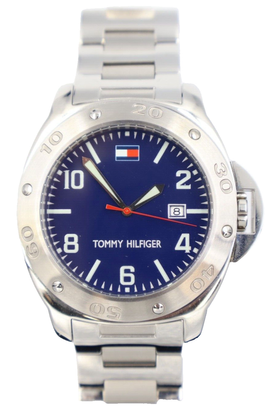 Blue Tommy New Hilfiger working Watch Quartz Dial battery F90108 w/ Men's Box, - vintagewatches.pk