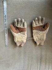 VTG Knit Wrist Winter Safety Gloves w/ Leather Trim  Reflective Strips Brown