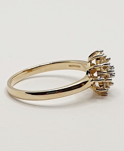 9ct Diamond Cluster Half Carat Dome Ring 375 Yellow Gold Size O Hallmarked - Picture 10 of 21