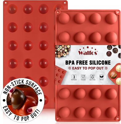 Mini 24-Cavity Semi Circular Silicone Mold, 2 Packs Half Sphere Silicone Baki...