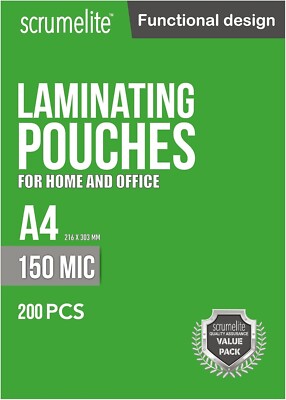 Scrumelite A4 Laminierfolien 150 Mikron (2x75) glänzend klar LAMINATFOLIEN