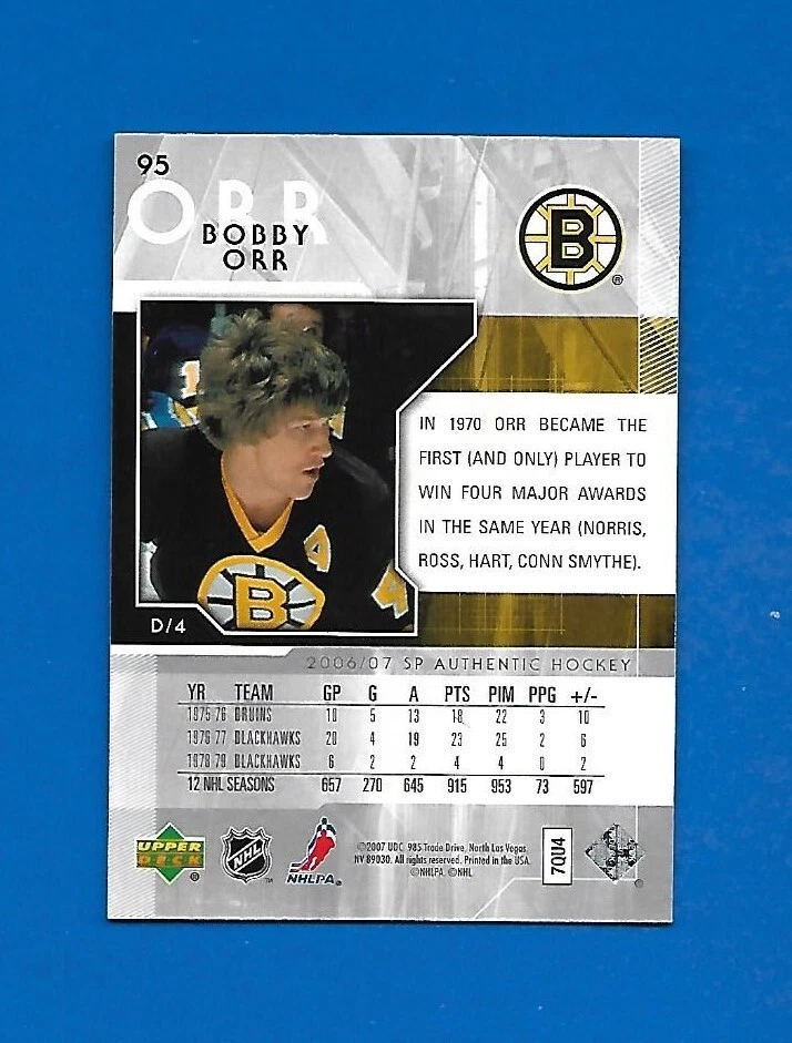 2006-07 SP AUTHENTIC #95 BOBBY ORR BOSTON BRUINS NHL HOCKEY CARD - Image 2 of 2