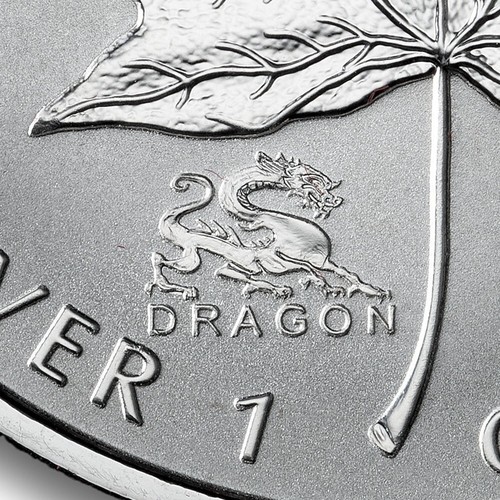 2000 CANADA $5 SILVER MAPLE LEAF DRAGON PRIVY MARK 1 OZ COIN IN CAPSULE - Picture 2 of 6